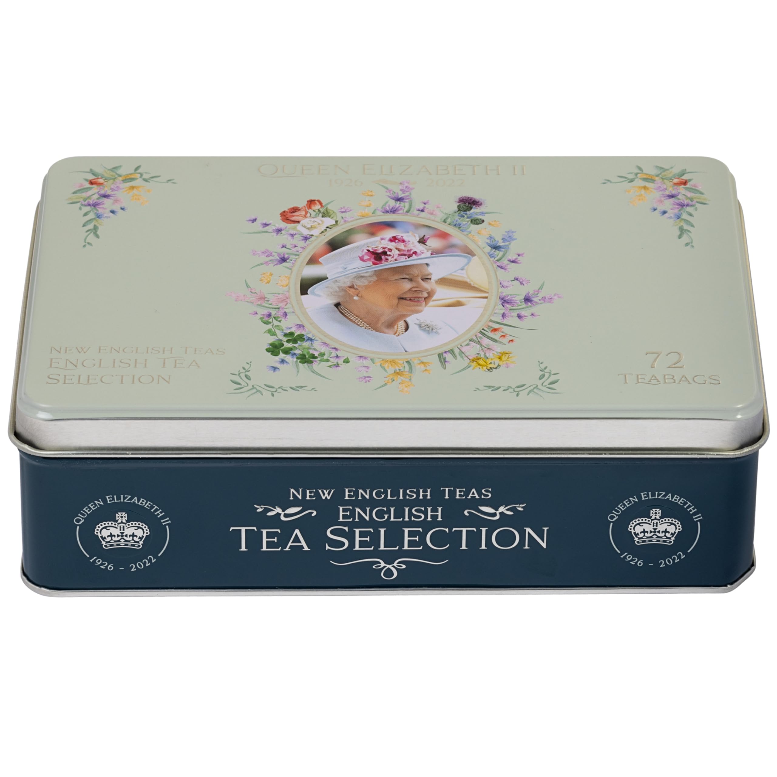 New English Teas Queen Elizabeth II Commemorative Tea Tin with 72